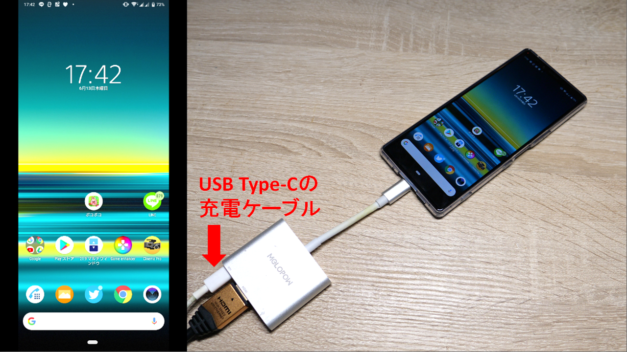 Xperia 5 Iiiやxperia 1 Iii 10 Iiiの画面をhdmi出力する方法 ハブによっては電源に接続しないといけないかも